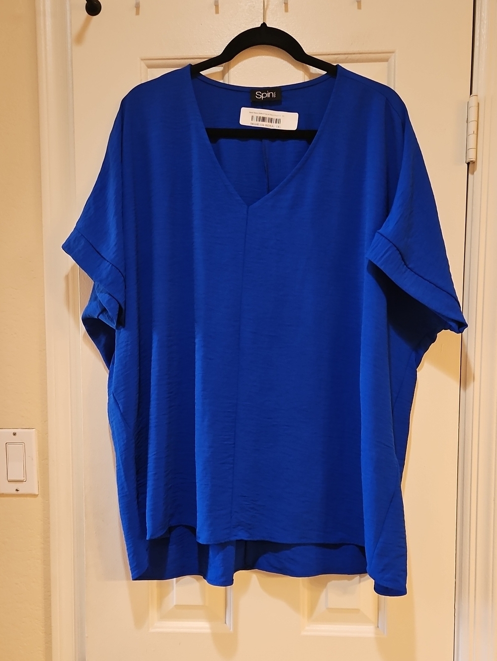 Spiri Relaxed V-Neck Short Sleeve Tunic in Cobalt Blue